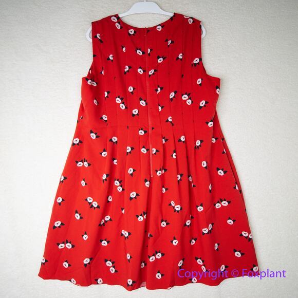 New! Anne Klein Plus Size‎ Chatterly Rose Printed Fit Flare Dress Red, 18W